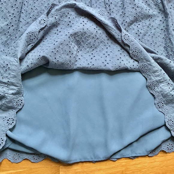 Knox Rose Eyelet Cotton Mini Dress Sleeveless Gray/Dusty Blue Size L - Picture 7 of 11